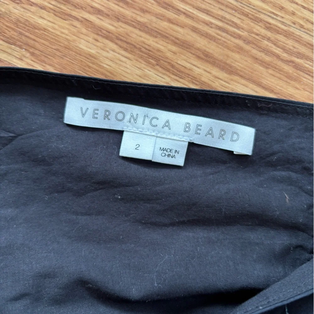 Veronica Beard Drop Waist Ruched High-Low Midi Dress | Black | Size 2 - Picture 12 of 12